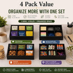 Maitys 4 Pack Black Wooden Tea Bag Organizer, 6 Compartment Storage Box - Image 4