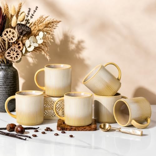 theterra Ceramic Coffee Mugs Set of 6, 14.2 oz Coffee Cups with Handle by TheTerra
