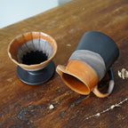 Handmade Ceramic Pour Over Coffee Dripper Set, Black - Image 7