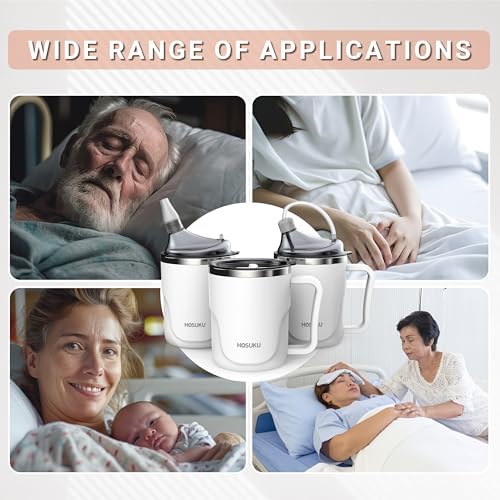 Adult Sippy Cup for Elderly, 13.5 oz, 2 Lids, White - Image 6