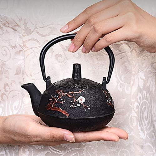 Classic tea kettle, Cast Iron Teapot,Small Japanese Cast Iron Teapot with Stainless Steel Infuser for One Person, Antique Tetsubin Tea Kettle for Loose Leaf Tea, Black 290ML - Image 3
