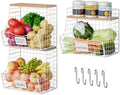 3 Pack Hanging Fruit Basket for Kitchen with Wood Lid - Onion and Potato Storage Fruit Bowl with Nameplate for Counter&Wall Mounted, Stackable Storage Basket,11.81 * 8.66 * 10.63inch by Jautokerdar
