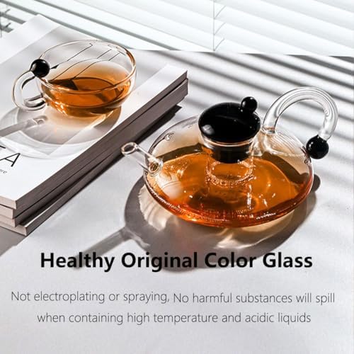 New Glass Teapot Set Heat Resistant Removable Infuser for Loose Leaf Tea Includes Tea Tools(Gray) - Image 4
