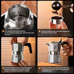 Bincoo Small Italian Moka Pot 1 Cup - Stovetop Espresso Maker for Rich Coffee,316 Stainless Steel - Three-Valve Pressure Boosting Design (1, Cups) - Image 7