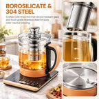 1.8l Electric Glass Kettle,800w Tea Maker with 18 Smart Menus,24h Timer,Temperature Control,Infuser,Water Boiler for Coffee Soup - Image 3