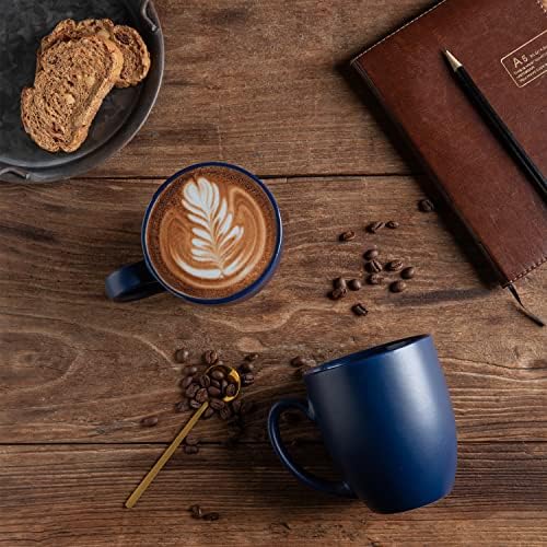 AmorArc 16 oz Coffee Mugs Set of 6, Large Ceramic Coffee Cups-Matte Blue - Image 5