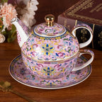 KAMMAK Tea for One Set, Ceramic Teapot, Bone China Tea Set, Cup and Saucer - Image 3