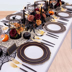 WDF 30Guest Black and Gold Plastic Plates - Gold Plastic Silverware With Black Handle Baroque Black and Gold Disposable Dinnerware for Wedding/Party/Birthday/Halloween - Image 6