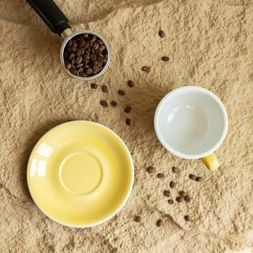Loveramics Coffee Cup Ceramic, 8 oz Latte Art Cup with Saucer for Cappuccino, Tea, Espresso, Thick - walled stoneware Cappuccino mug Set for Cafe and Barista - Potters Colours (Butter Cup, 8OZ) - Image 6