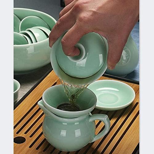 Chinese celadon exquisite ceramic tea set kettle tea cup plastic tray porcelain tea set travel tea set best gifts-D (D) - Image 7