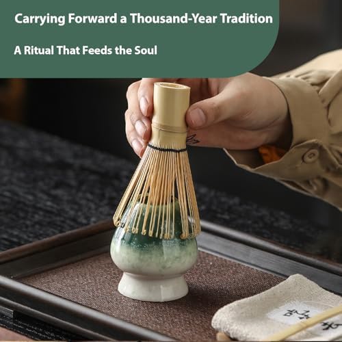 Matcha Whisk Set, 8-Piece Complete Ceramic Kit with Bamboo Whisk, Bowl, Sifter & Scoop – Japanese Tea Ceremony Gift for Beginners (I) - Image 4