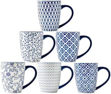 16 OZ Ceramic Coffee Mugs Set of 6 by Gibsimi