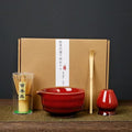 Ceramic matcha agitator, Matcha Whisk and Bowl Tea Set 4pcs Box with(Red) by Unknown
