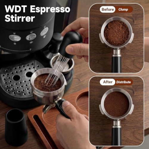 Espresso Accessories Kit Featuring 51mm Dual Head Coffee Distributor, Espresso Tamping Station, Stirrer, Dosing Funnel& WDT Tool - Image 2