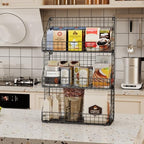 X-cosrack 3-Tier Stackable Detachable Snack Organizer (Large Size), Countertop Display/Wall Mounted Shelf with 5 Hooks Wire Basket Snack Shelf for Office Cabinets, Kitchen, Pantry, 11.8x7.8x22 Inch - Image 4