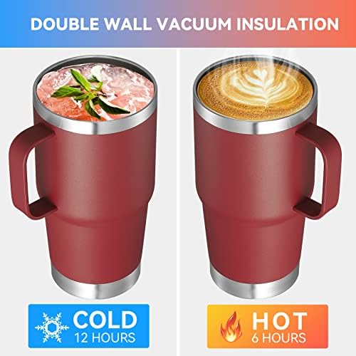 VEGOND 20 oz Insulated Travel Coffee Mugs Set of 6, Wine Red - Image 3