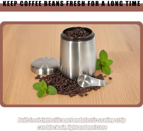 MEKBOK Coffee Canister,Airtight Stainless Steel Kitchen Food Storage Container with Date Tracker and Scoop for Grounds Coffee,Airtight Coffee Beans, Flour,Cereal,(18 OZ - Image 3