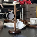 LIU- Wooden Mug Holder Tree,Coffee Cup Holder,Countertop Mug Stand with 6 Hooks, for Coffee Counter Bar Accessory (Color : Beech) - Image 6