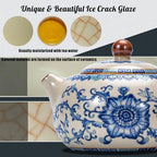 Floral Tea Pot & Tea Cup Set, Blue and White Porcelain, 7.5 oz - Image 7