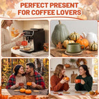 Rtteri 4 Pack 11 oz Fall Ceramic Coffee Cups Set with Saucer Bamboo Coasters, Autumn Tea Mug, Wide Cappuccino Latte Mugs with Handle for Hot Chocolate Americano Espresso - Image 6