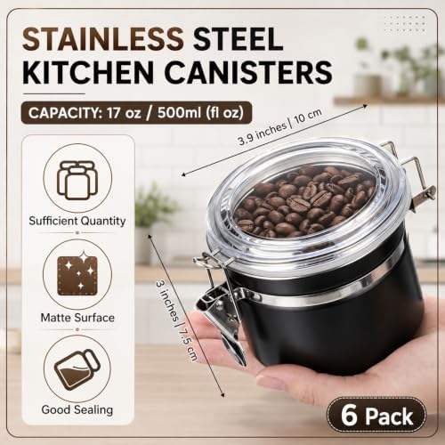 6 Pcs 17 Oz/ 500ml Stainless Steel Canisters for Kitchen - Image 2