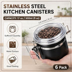 6 Pcs 17 Oz/ 500ml Stainless Steel Canisters for Kitchen - Image 2
