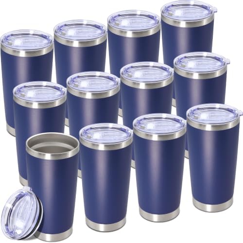 20oz Tumbler Insulated Tumblers Vacuum Coffee Mug with Lid Navy 12Pack by Unknown