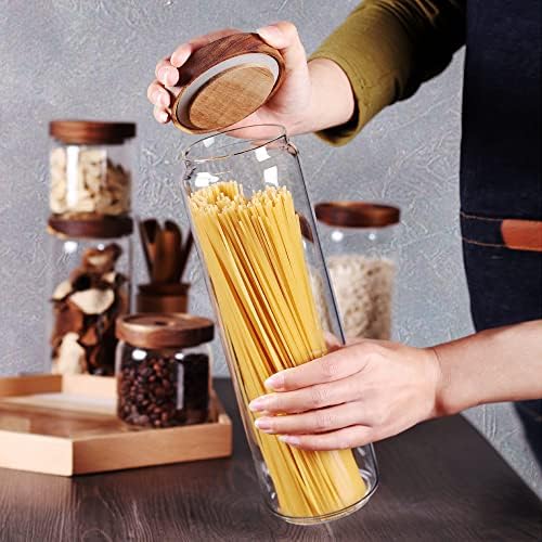 SAIOOL Set of 5 Kitchen Canisters,Thick, Stackable, Natural Style,Cookie, Rice and Spice Jars - Sugar or Flour Container - Big and Small Airtight Food Jar for Pantry - Image 6