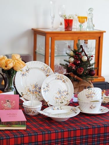 Aynsley 7 Piece Floral Porcelain Tea Sets with Sugar Bowl Creamer Teacups, English Bone China Tea Service for Women Party - Image 6