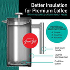 Coffee Gator French Press Coffee Maker- 34 Oz and Mini Canister 4oz - Image 3