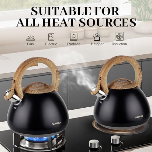 MARSKITOP Whistling Tea Kettle Stovetop 2.6 Quart Black - Image 6