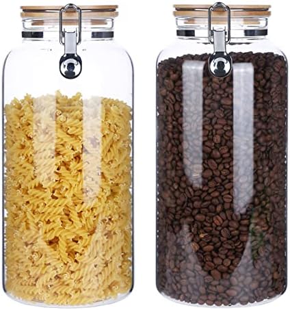 KKC HOME ACCENTS 95oz Glass Jars with Airtight Wooden Lid, 2 Pack by KKCHOMEACCENTSGmbH