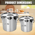 FULIYE 21L/5.6GAL and 34L/9GAL Stainless Steel Airtight Canister, Food Storage Canisters with Airtight Lid&Locking Clamp Rice Cereal Grain Canisters, Storager Bucket for Flour, Coffee Bean, Sugar - Image 7