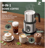 Zadelar Milk Frother and Steamer, 4-in-1 Electric Milk Frother for Hot & Cold Foam, Detachable Stainless Steel Milk Steamer and Coffee Frother for Latte, Cappuccino, Hot Chocolate, Onyx Black Mat - Image 2