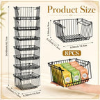 8 Pack Small Stackable Metal Wire Storage Baskets for Pantry - Image 2