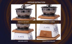 Manual Vintage Ceramic Burr Coffee Grinder with Wooden Base and Drawer, Mini Coffee Grinder with Stainless Steel Bowl, Floral Cafe Pattern, Hand Crank Style for Home Kitchen, Travel, Office - Image 3