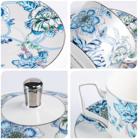Porcelain Tea Set with Teapot, Teacups, Saucers and Spoons, NX048 - Image 4