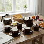 Brown English Tea Set with Teapot, Cups, Sugar & Creamer Set - Image 4