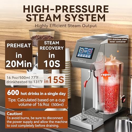 Commercial Milk Frother and Steamer 2000W, 6 Temp Settings, Grey - Image 4