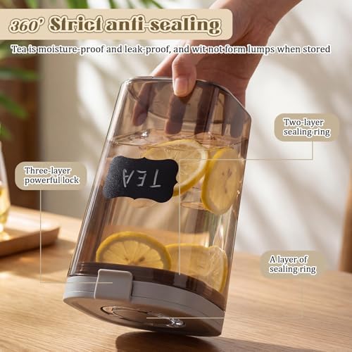 Suclain 2 Pack 60oz Airtight Coffee Canisters Light Blocking Tea Storage Containers with Scoop, Airtight Food Jars for Loose Leaf Tea, Sugar, Formula, Coffee Bean, with Chalk Marker & 8 Stickers - Image 6