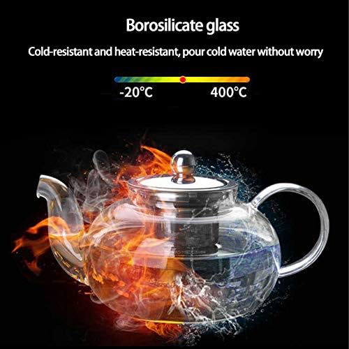 Glass Teapot Kettle with Stainless Steel Removable Infuser for Blooming Tea & Loose Leaf Tea,600ml - Image 3