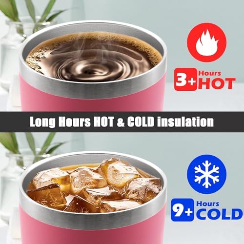 20oz Tumbler Insulated Coffee Tumblers with Lid Stainless Steel Pink 12P - Image 5