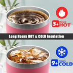 20oz Tumbler Insulated Coffee Tumblers with Lid Stainless Steel Pink 4P - Image 5
