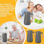 Ziliny 2 Pcs 34 oz Thermal Coffee Carafe for Keeping Hot/Cold Double Wall Vacuum Carafe with Insulated Glass Liner and Wood Handle Coffee Pot Container for Drinks Milk Tea Chocolates(Gray) - Image 6