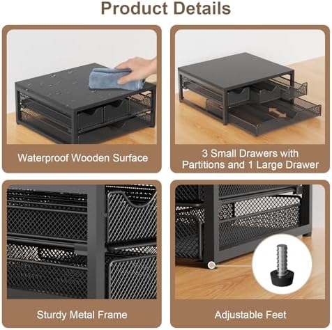 Coffee Pod Holder For Counter, 3 Pull-Out 72 K-Cup Holder Drawer, Wooden Cafe Pods Storage Organizer with Sliding Drawers for Coffee Station, Home, Kitchen, Office, Dorm (Black) - Image 6