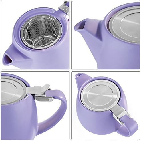 Tealyra - Pluto Porcelain Small Teapot Violet - 18.2-ounce (1-2 cups) - Matte Finish - Stainless Steel Lid and Extra-Fine Infuser To Brew Loose Leaf Tea - 540ml - Image 3