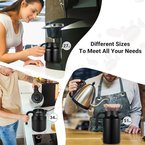 Insulated Coffee Carafe, 51 oz, Keeps Hot for 12H, Black - Image 5