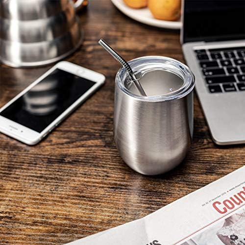 COMOOO 16 Pack 12oz Insulated Wine tumbler with Lid, Stainless Steel Stemless Wine Tumbler,Double Wall Vacuum Wine Tumbler Cups with Straw for Coffee, Cocktails,Beer,Champaign, Silver - Image 5