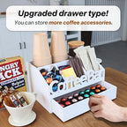 Coffee Bar Organizer Countertop,Wood Coffee Station with Drawer,Home&Office - Image 2