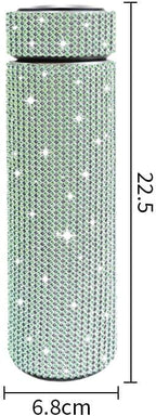 17 oz Bling Stainless Steel Water Bottle Rhinestone Vacuum Water Bottle Glitter Bottles Diamond Vacuum Flask Mug Gift Girls Women (500ml),Green - Image 2